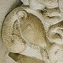 Close-up of the rat behind the cat in the Tindall sculpture at the Guildhall, London
