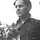Australian war artist Arthur Murch with his cat, 1945 - click to enlarge