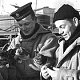 Sailors from Polish destroyer Pioron with ship's cats Zaba and Tygrya and a stowaway (copyright IWM, used with permission) - click to enlarge