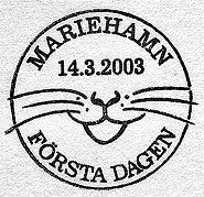 Mariehamn, Aland, Finland, 14.3.2003 - first day of cat-stamps set