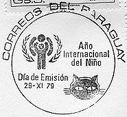Paraguay, 29.11.1979 - a set of cat stamps was given an overprint for the International Year of the Child