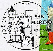San Marino, 20.8.2004 - Puss in Boots cancellation for World of Fairy Tales set