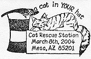 Mesa, AZ, USA, 8.3.2004 - Cat in YOUR Hat cancellation for cat rescue station