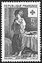 France, 1956 Red Cross issue: Jeune Paysan painting includes cat